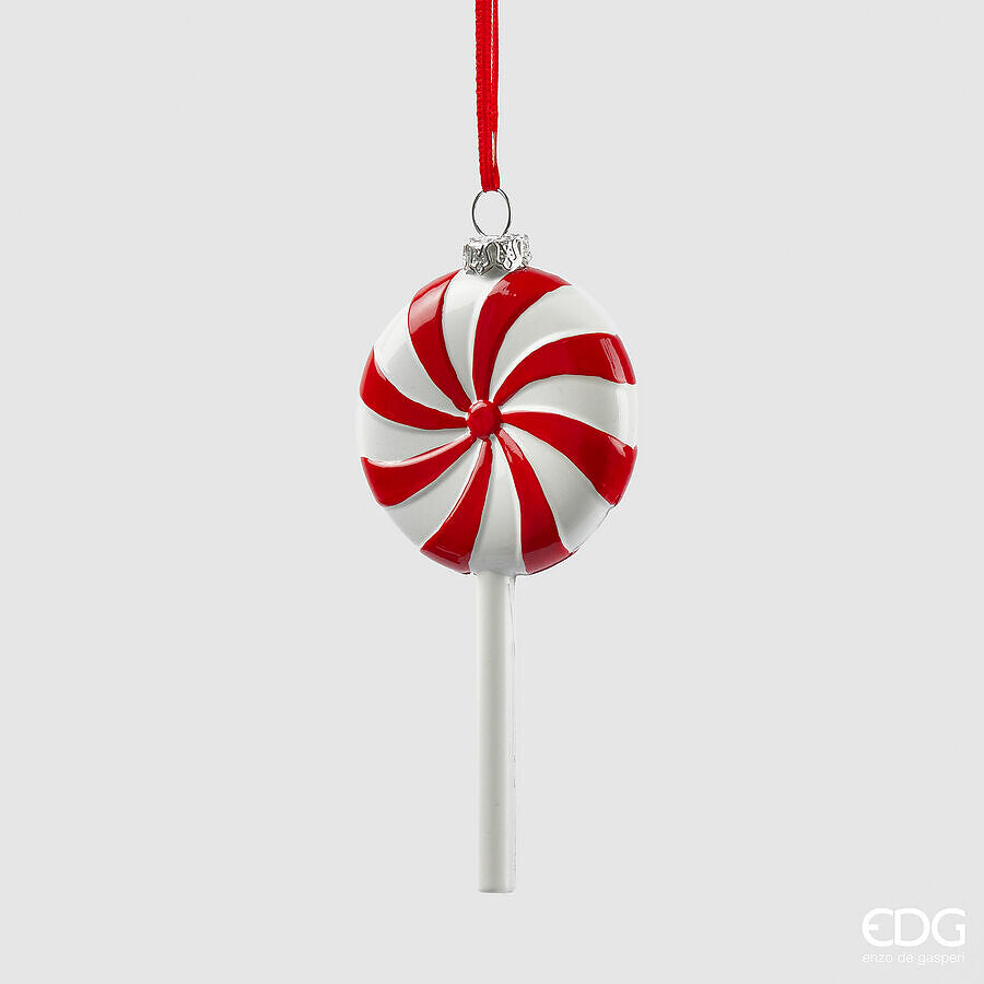 EDG Enzo De Gasperi Candy Christmas Decoration H 13 Cm L 6 Cm White Red