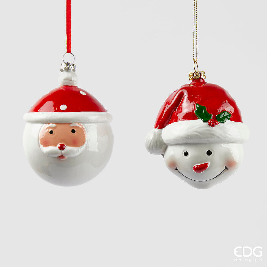 Décoration de Noël EDG Enzo De Gasperi Père Noël Bonhomme de neige D 10 cm Blanc Rouge 1 pièce