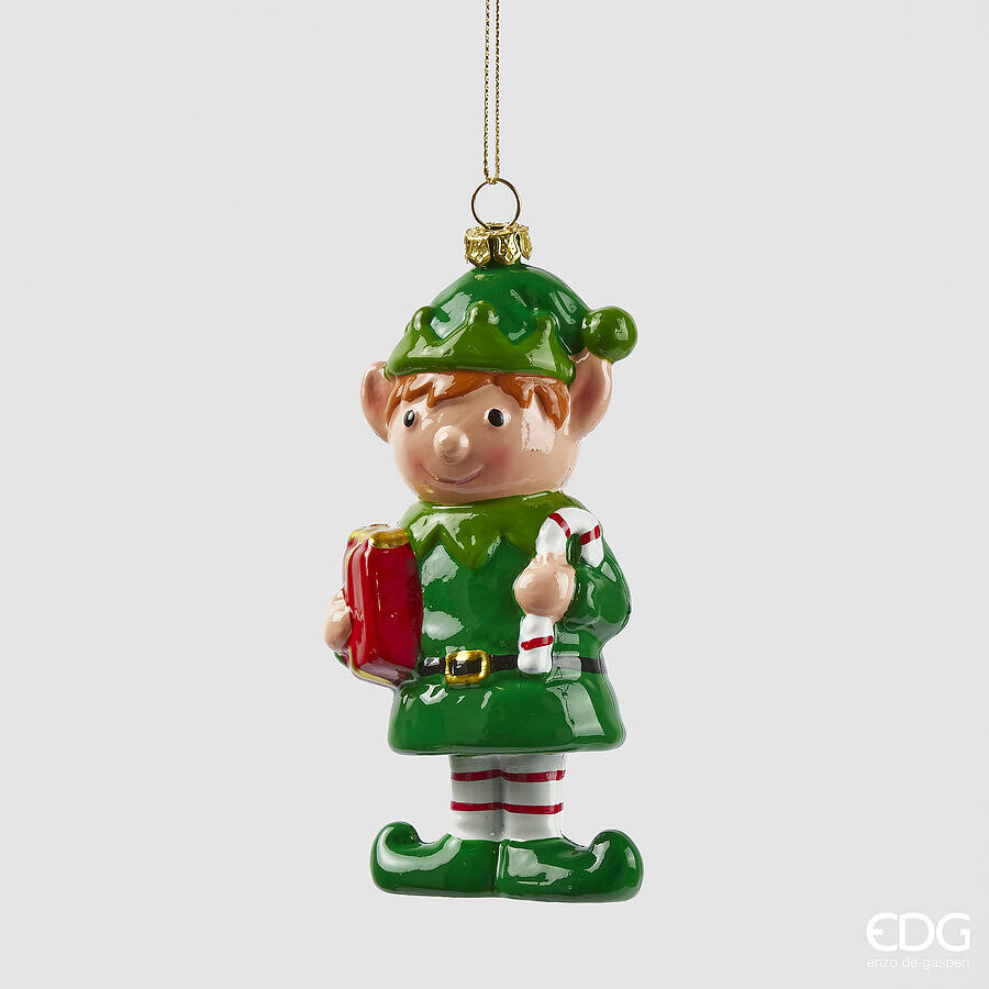 Décoration de Noël EDG Enzo De Gasperi Elfe H 12,5 cm L 4 cm L 6 cm Vert Mix