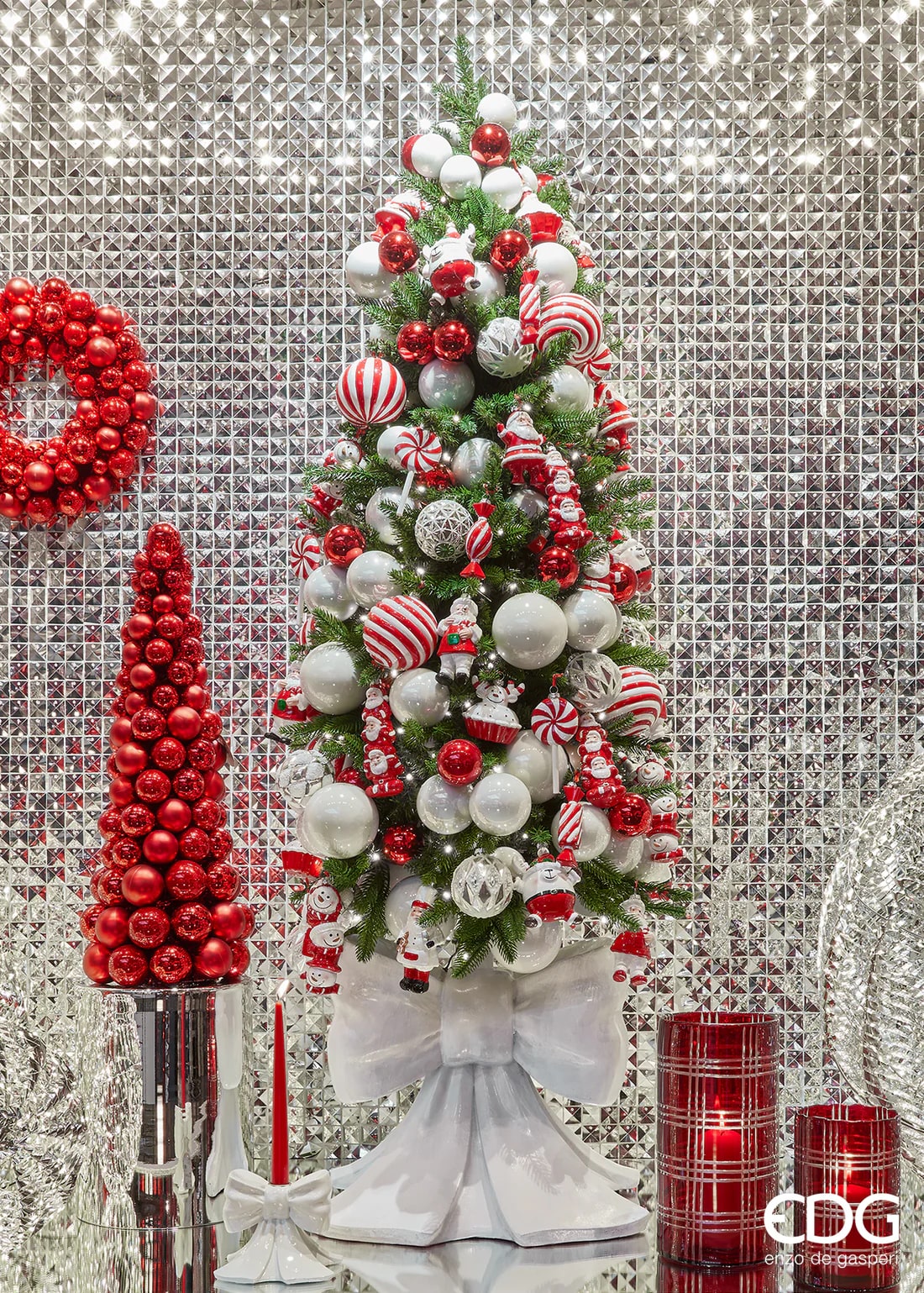 Pied de sapin de Noël EDG Enzo De Gasperi en pin, arceau, H 45 cm x L 43 cm, blanc