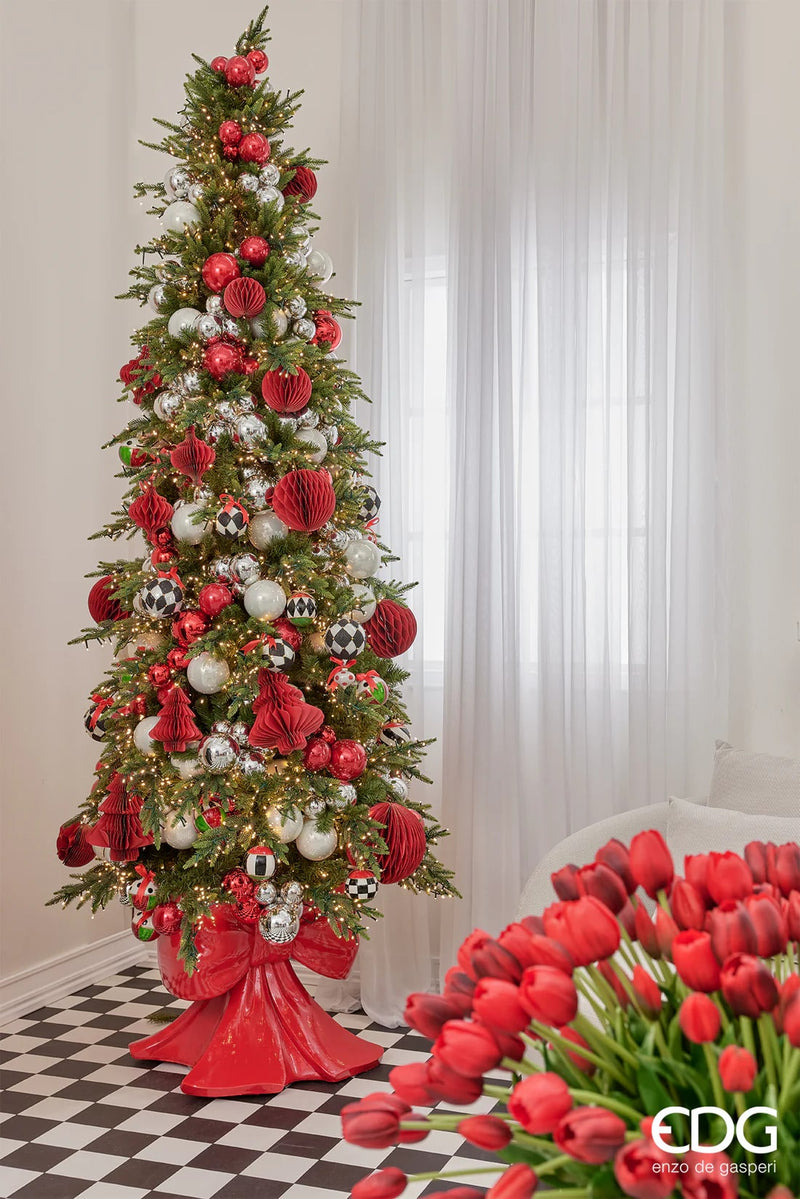 Pied de sapin de Noël EDG Enzo De Gasperi en pin avec nœud, H 57 cm, l 50 cm, P 50 cm, rouge