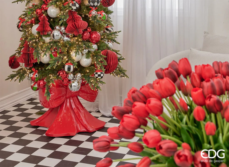 Pied de sapin de Noël EDG Enzo De Gasperi en pin avec nœud, H 57 cm, l 50 cm, P 50 cm, rouge