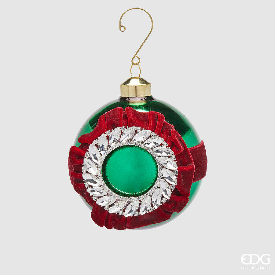 EDG Enzo De Gasperi Boule de Noël avec Strass Ø10 cm Vert – Décoration pour Sapin de Noël