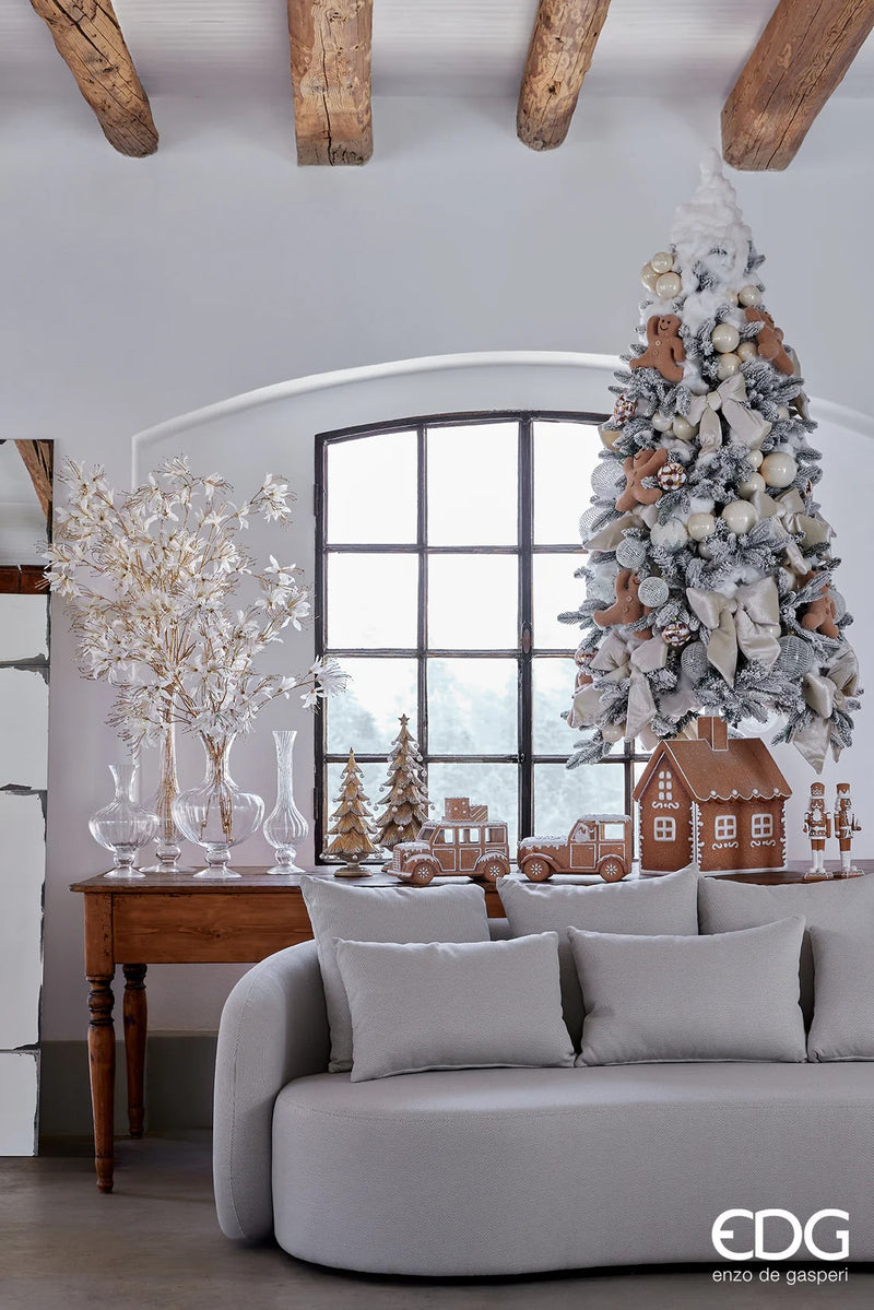 Base de sapin de Noël EDG Enzo De Gasperi en pin et massepain, maison H 55 cm 40 x 27 cm noisette