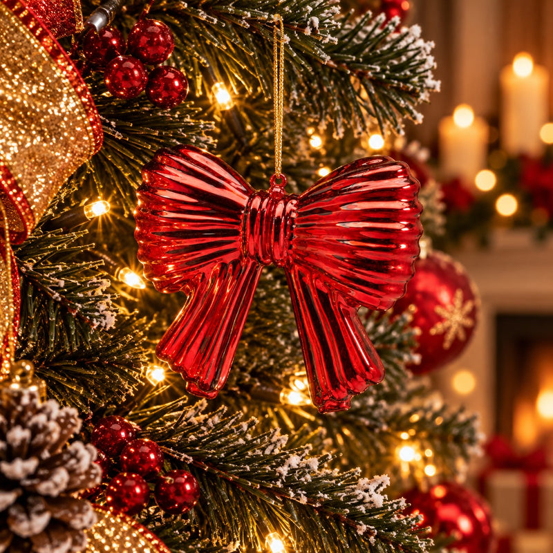 EDG Enzo De Gasperi Nœud de Noël Rouge H11xL13 cm – Décoration pour Sapin de Noël