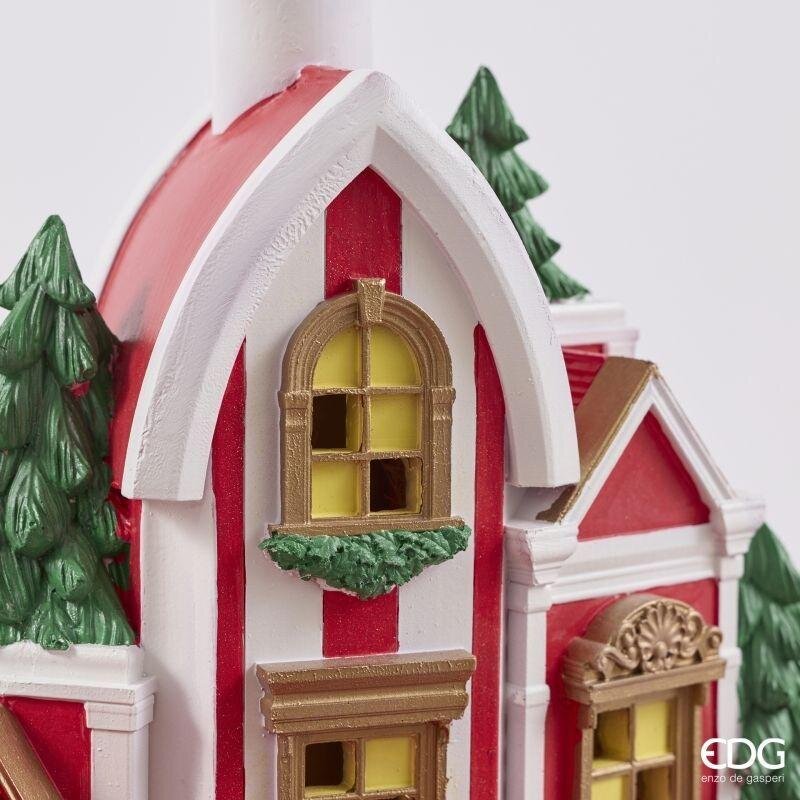 EDG Enzo De Gasperi Base Pino Palazzi LED H70 Ø59 cm Bianco Rosso – Decorazione Natalizia Luminosa