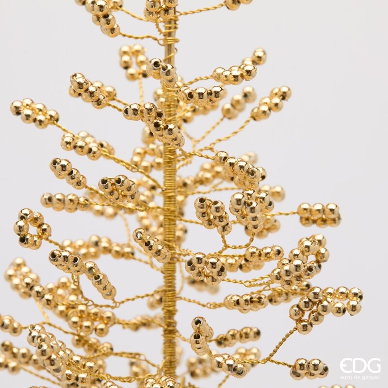 EDG Enzo De Gasperi Addobbo Pino con Perline Gold H15 Ø10 cm – Decorazione Albero di Natale