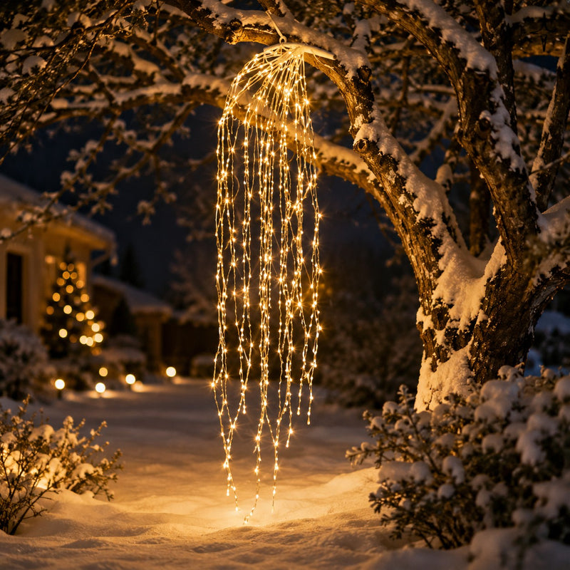 EDG Enzo De Gasperi Guirlande lumineuse de Noël à LED, 40 fils, 1120 lumières, longueur 240 cm, câble 10 m, couleur ivoire.