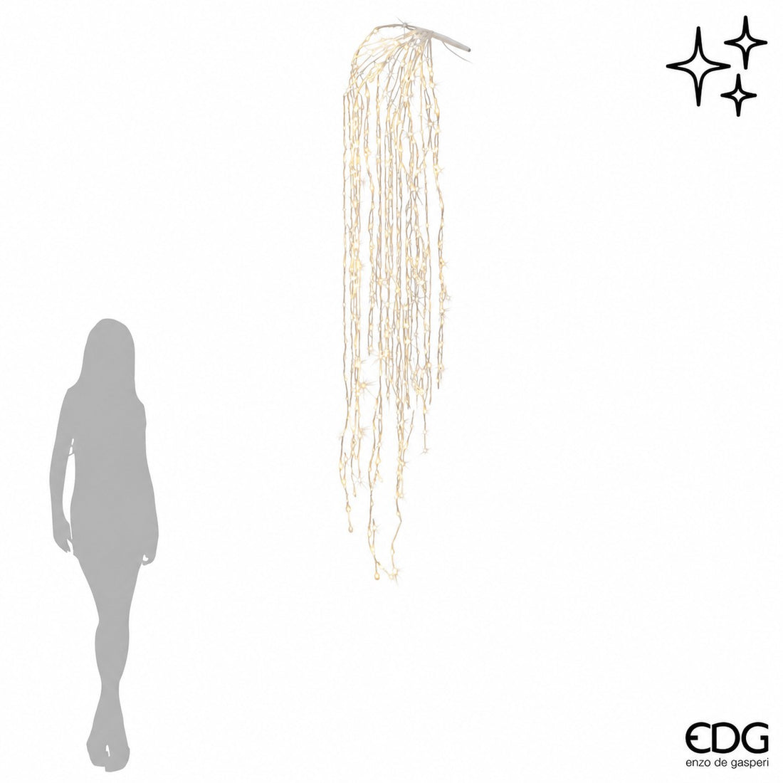 EDG Enzo De Gasperi Guirlande lumineuse de Noël à LED, 40 fils, 1120 lumières, longueur 240 cm, câble 10 m, couleur ivoire.