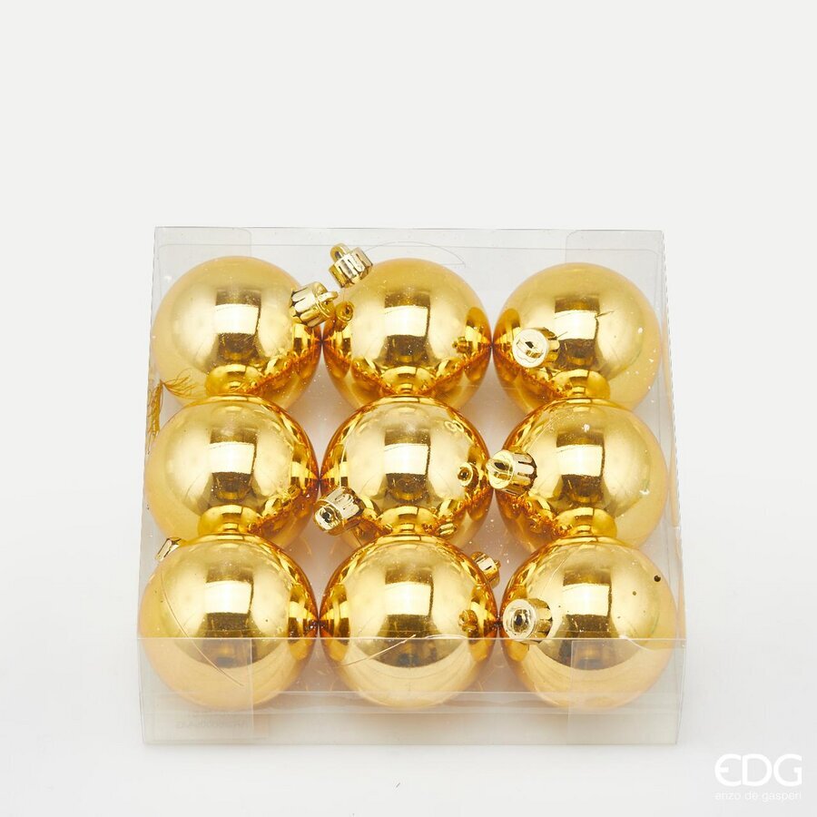 EDG Enzo De Gasperi Boules de Noël Brillantes Or – Lot de 9 Pièces