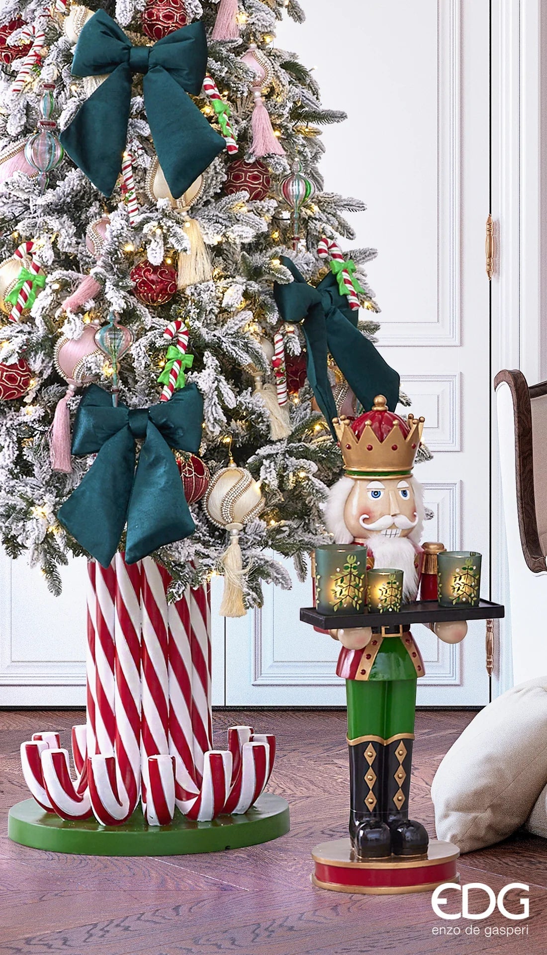 Sapin de Noël EDG Enzo De Gasperi Pin Merano Snow H210 D132 (1268 TIPS) Blanc Vert - DERNIÈRE OFFRE