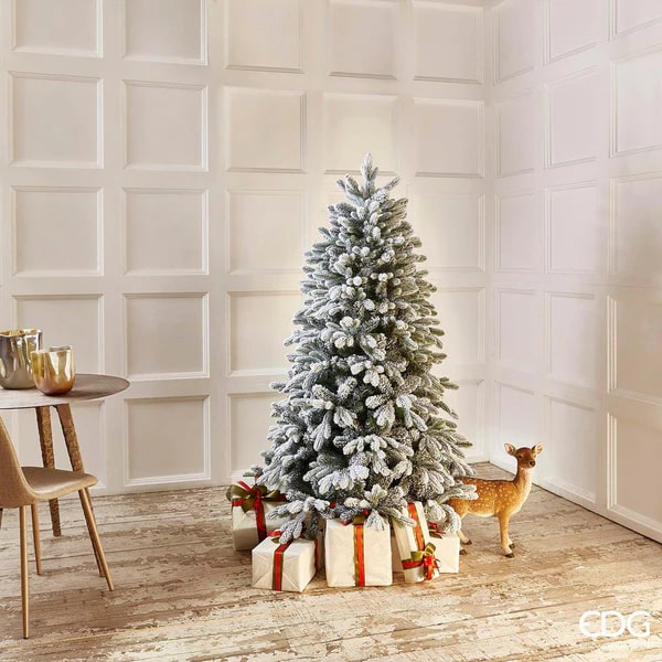 Sapin de Noël en pin Merano enneigé EDG Enzo De Gasperi, H 180 cm, D 117 cm, avec 550 LED blanches et vertes