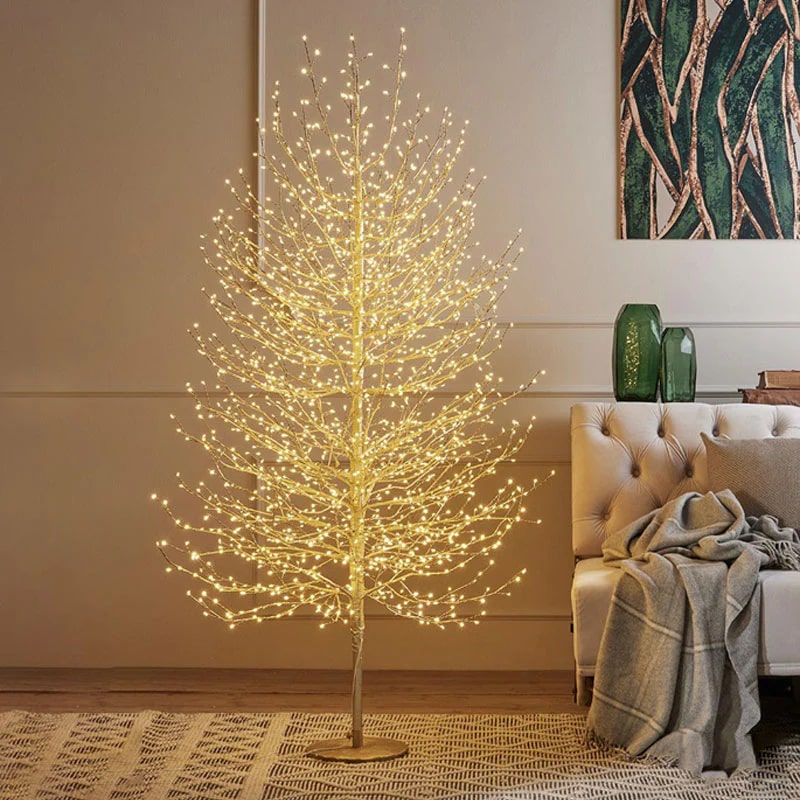 EDG Enzo De Gasperi Noël Hêtre avec socle 2 000 LED H 180 cm P 90 cm Doré