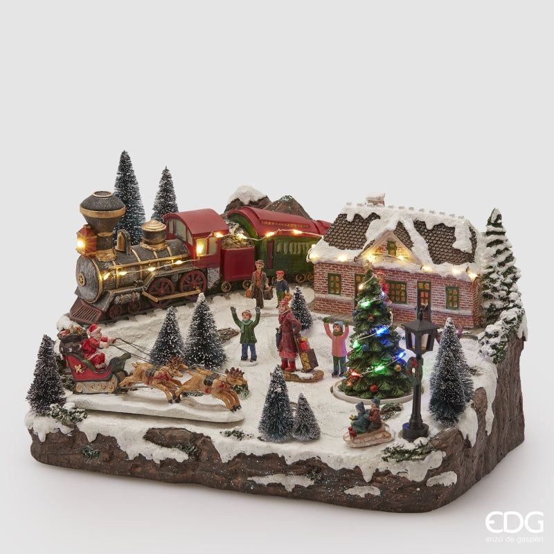 EDG Enzo De Gasperi Gare avec LED Noël H 24 cm 38 x 27 cm Multicolore