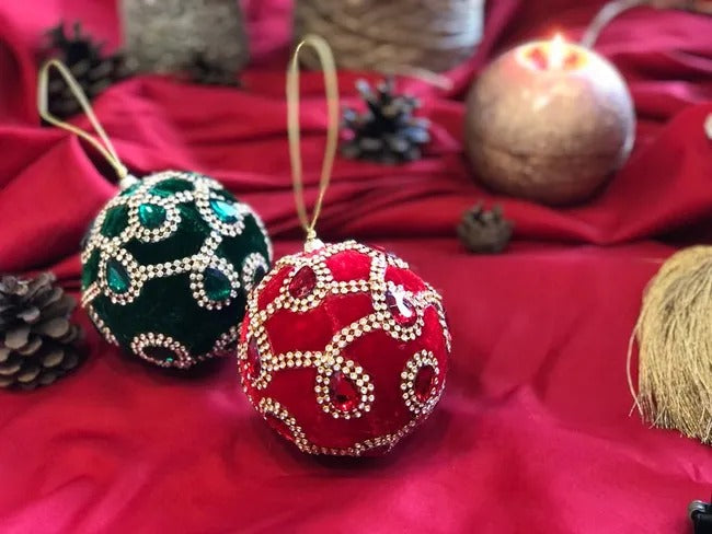 EDG Enzo De Gasperi Christmas Ball Gems Velvet D 10 Cm Dark Green 1 Pc