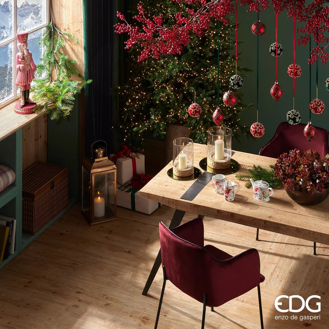 EDG Enzo De Gasperi Christmas Ball Gems Velvet D 10 Cm Dark Green 1 Pc