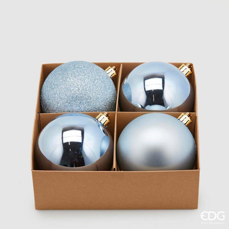 EDG Enzo De Gasperi Boules de Noël Light Blue Ø10 cm – Set 4 Pcs