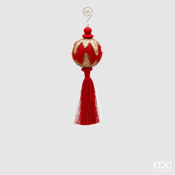 Décoration de Noël EDG Enzo De Gasperi Pompon brodé H 28 cm P 8 cm Rouge Or