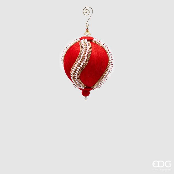 Boule de Noël en soie EDG Enzo De Gasperi Perles D 12 cm Rouge