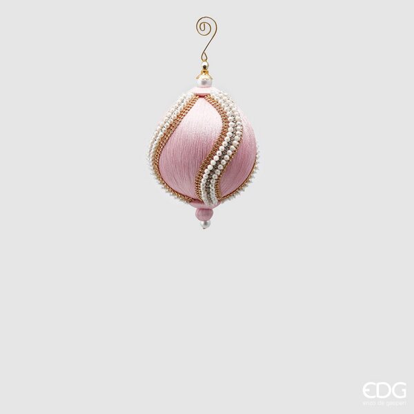Boule de Noël en soie EDG Enzo De Gasperi Perles D 12 cm Rose