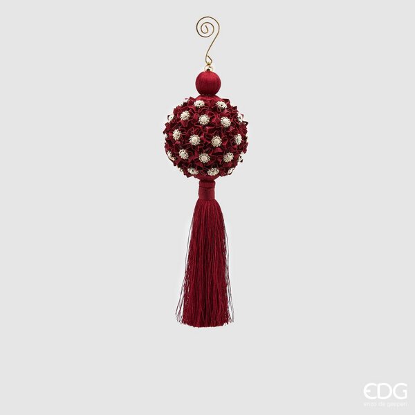 Décoration de Noël EDG Enzo De Gasperi Nappa Fleuri H 28 Cm P 8 Cm Bordeaux