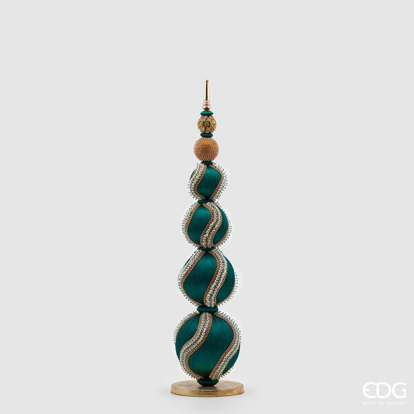 Sphères topiaires EDG Enzo De Gasperi Mix Perles Noël H 65 cm P 16 cm Vert foncé