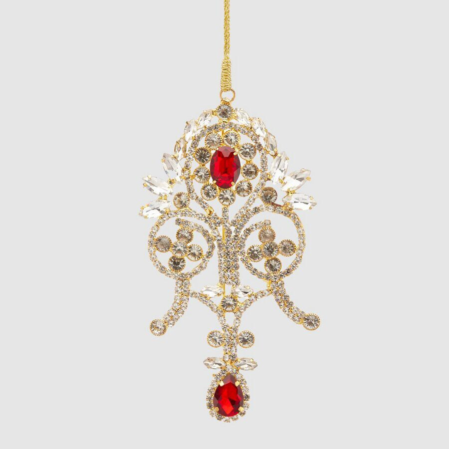 Décorations de Noël EDG Enzo De Gasperi Gemmes en verre damassé H 13 cm Rouge 1 pièce
