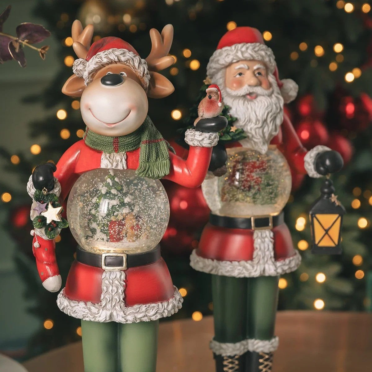 EDG Enzo De Gasperi Sferacqua Renne de Noël avec LED H 50 Cm P 13 Cm Vert Rouge