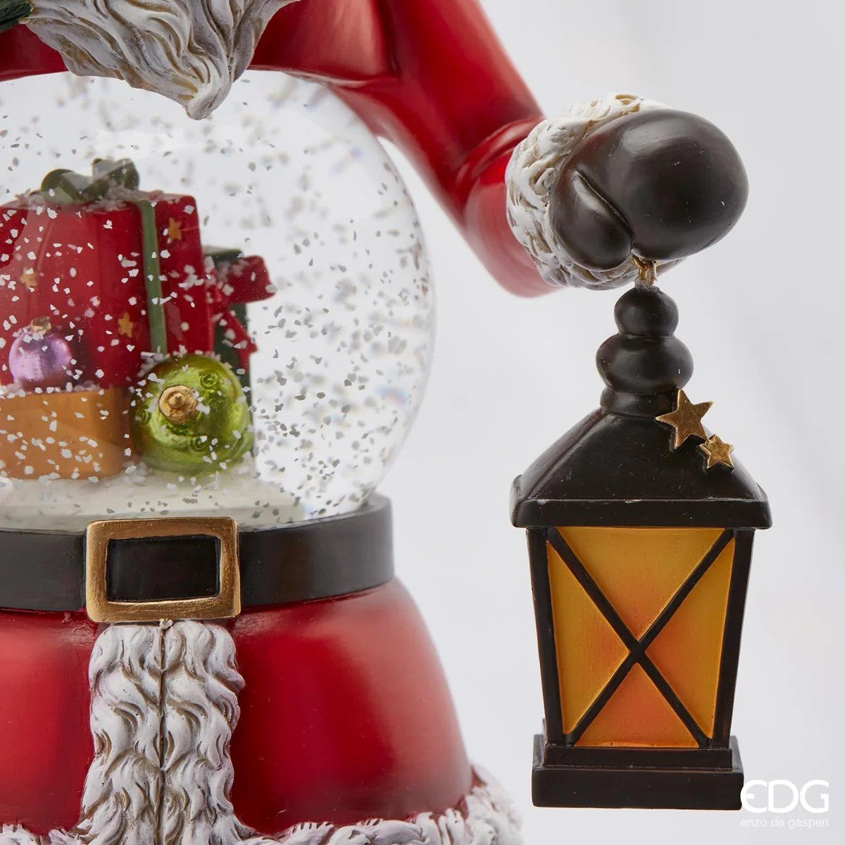 Lanterne Père Noël EDG Enzo De Gasperi Sferacqua avec LED H 50 cm P 13 cm Vert Rouge