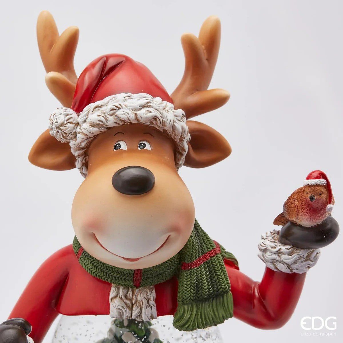 EDG Enzo De Gasperi Sferacqua Renne de Noël avec LED H 50 Cm P 13 Cm Vert Rouge