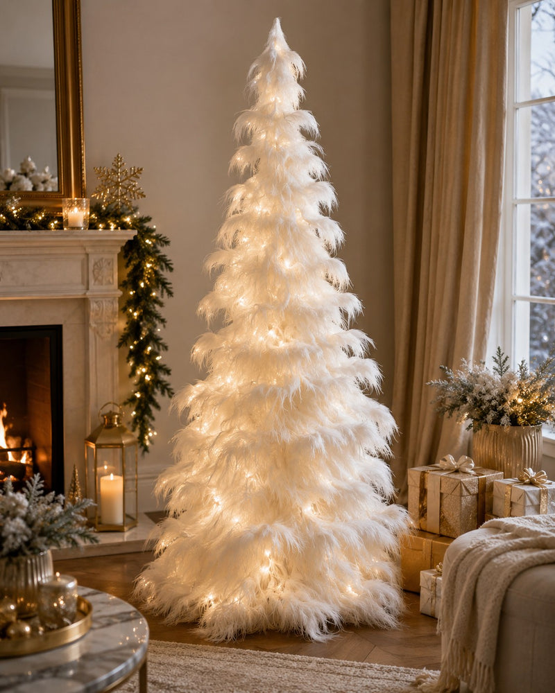 EDG Enzo De Gasperi Pino Furry Bianco H210 Ø100 cm – Sapin de Noël
