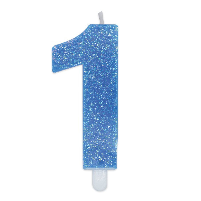 Bougie de fête Big Party numéro 1 en cire Sweety Celeste Glitter