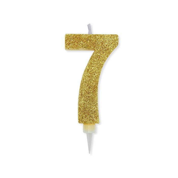 Bougie de fête Big Party numéro 7 Max Wax Sweety Gold Glitter