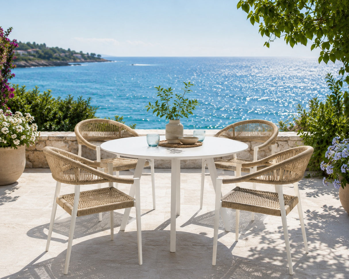Table Ronde Extérieur Blanc Aluminium EDG Enzo De Gasperi D 100 cm H75 cm