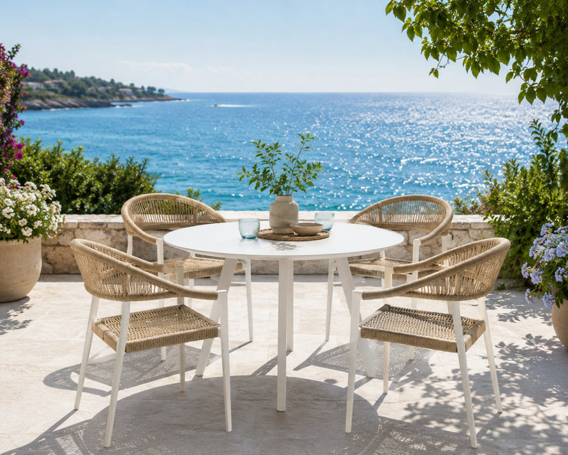 Table Ronde Extérieur Blanc Aluminium EDG Enzo De Gasperi D 100 cm H75 cm