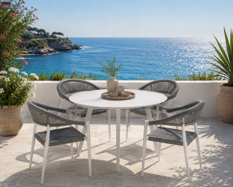 Table Ronde Extérieur Blanc Aluminium EDG Enzo De Gasperi D 100 cm H75 cm