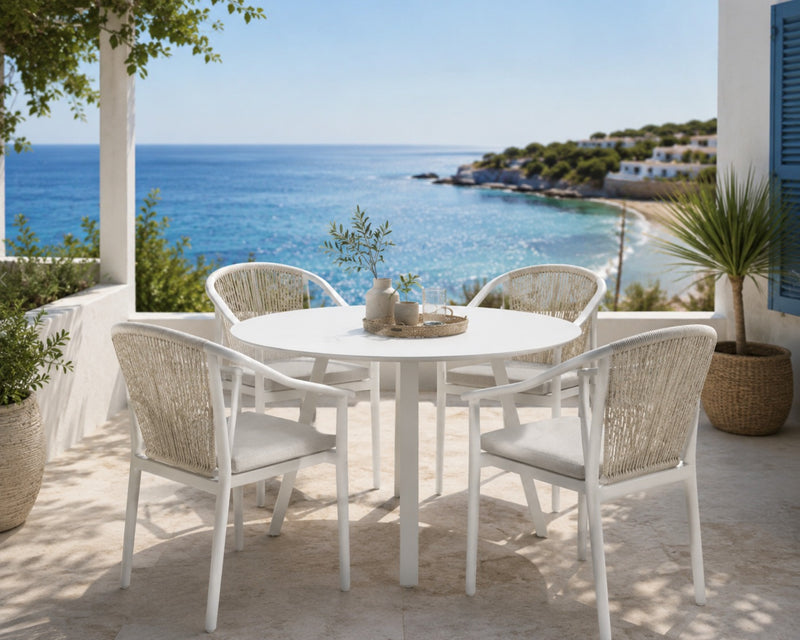 Table Ronde Extérieur Blanc Aluminium EDG Enzo De Gasperi D 100 cm H75 cm