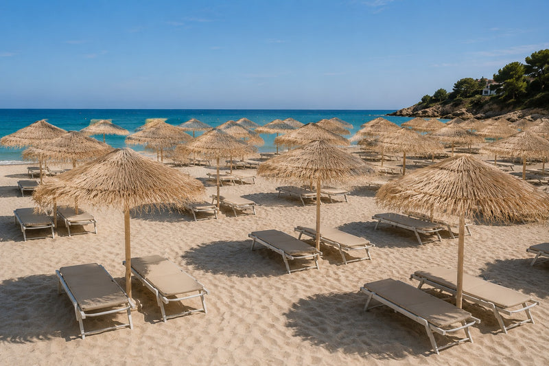 EDG Enzo De Gasperi Parasol Extérieur en Paille Champagne Ø 200 cm H 240 cm