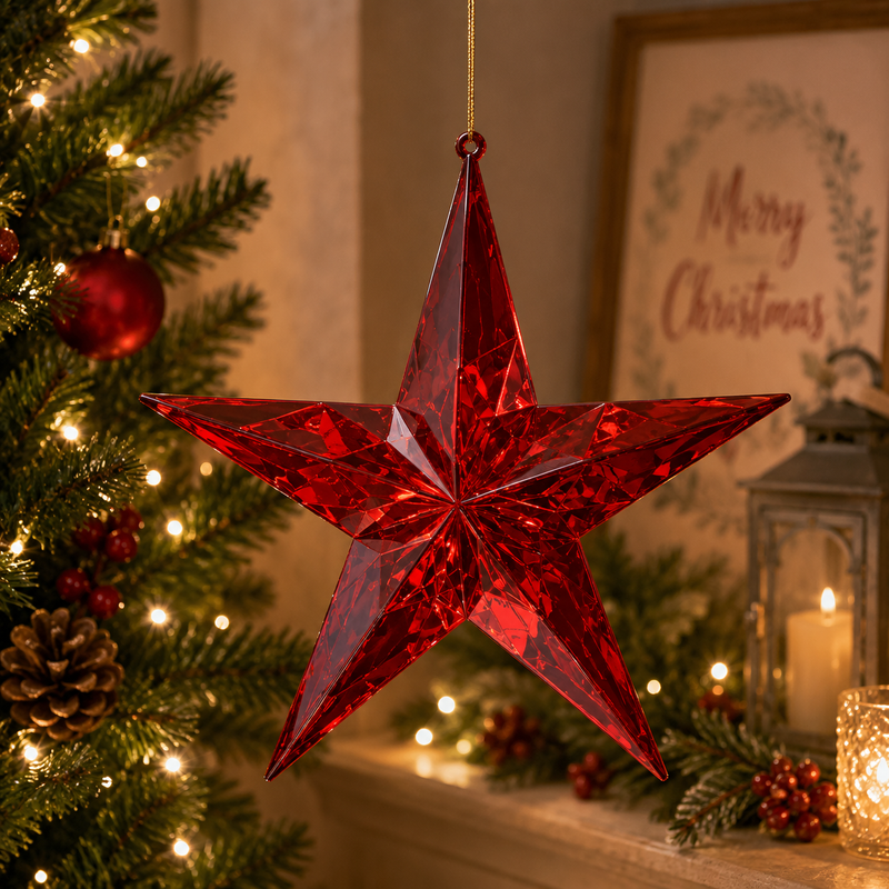 EDG Enzo De Gasperi Décoration étoile de Noël en forme de diamant à suspendre D 19,5 cm L 5 cm Rouge