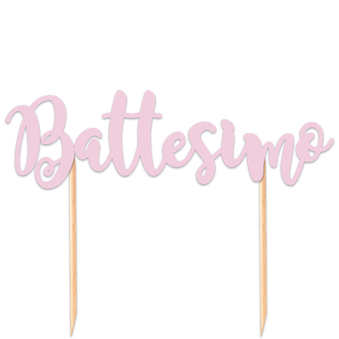 big party big party cake topper italic battesimo 20 cm rosa ean 8020834744255