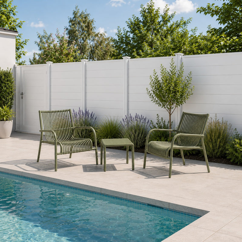 L'Arcolaio Ensemble Jardin Ponza Vert : 2 Fauteuils et Petite Table UV