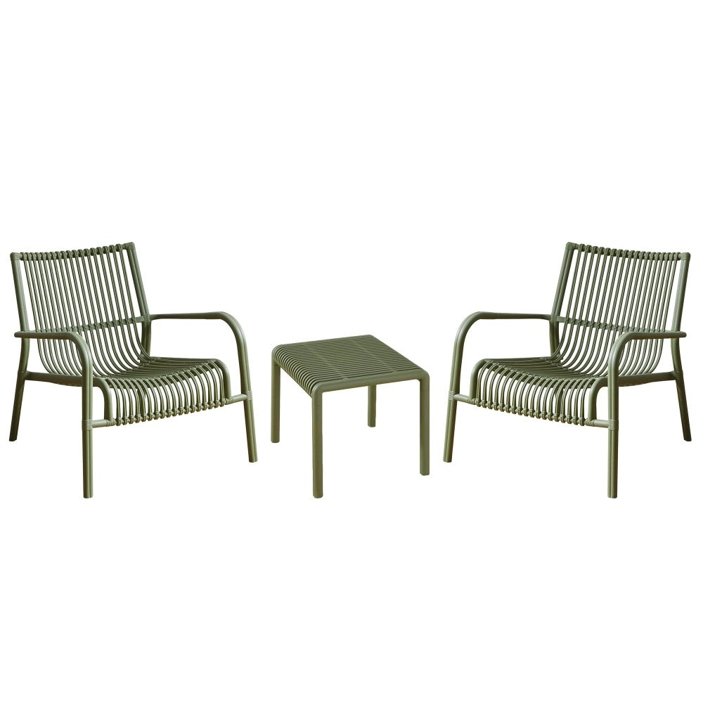 L'Arcolaio Ensemble Jardin Ponza Vert : 2 Fauteuils et Petite Table UV