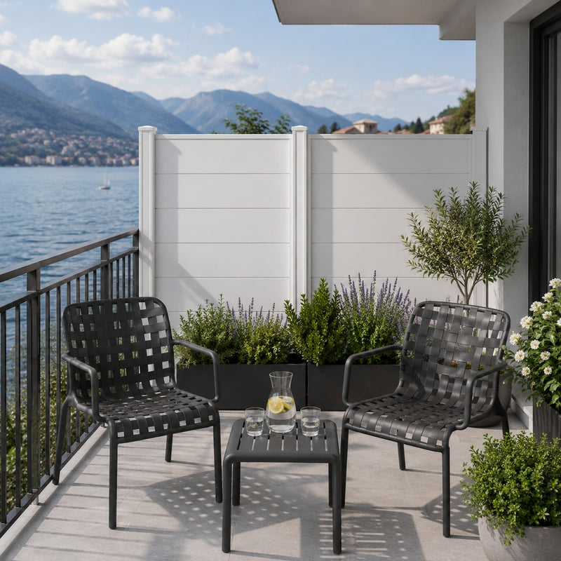 L'Arcolaio Ensemble Ventotene Noir avec 2 Fauteuils et Petite Table en Polypropylène