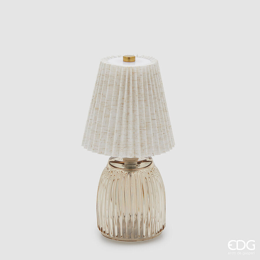 Lampe de table plissée EDG Enzo De Gasperi avec LED H 22 cm P 11,5 cm IP 20 Sable Coffret cadeau