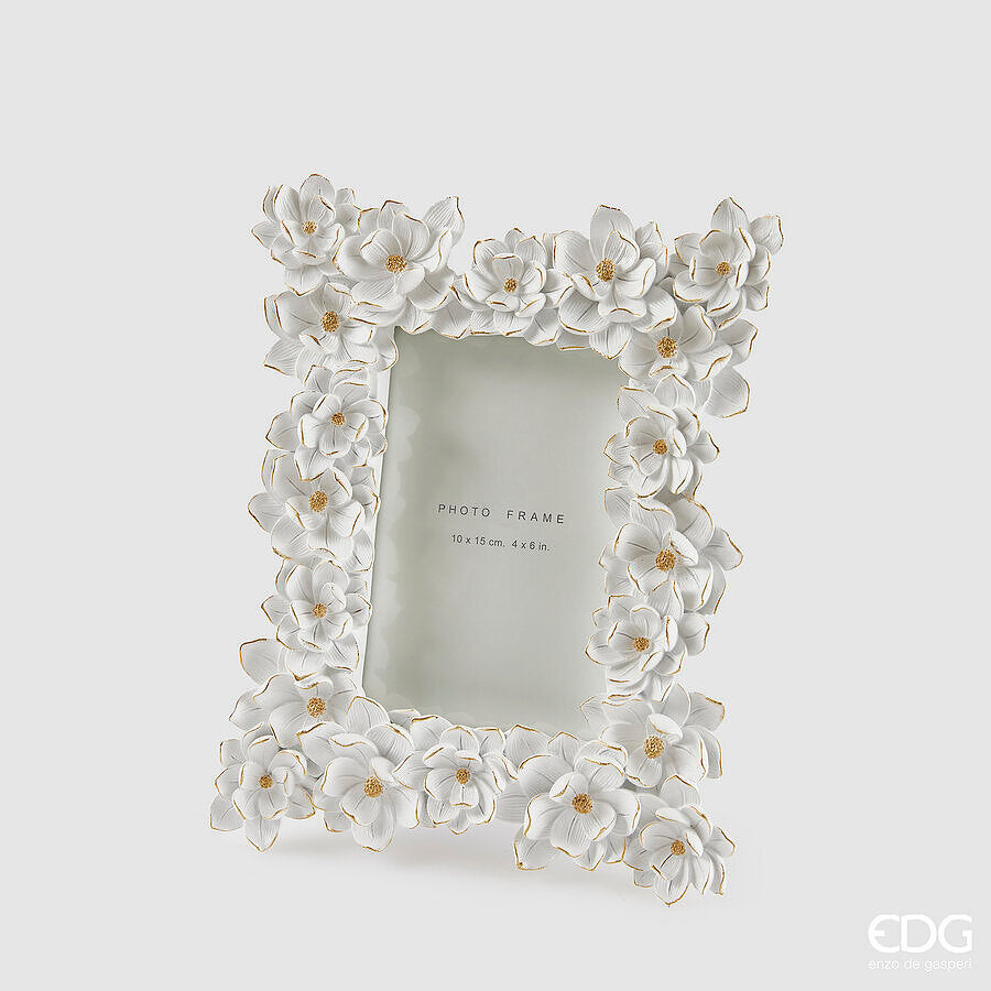EDG Enzo De Gasperi Cadre Photo Ellébore Rectangulaire Blanc 19xH25 cm – Idée Cadeau Noël