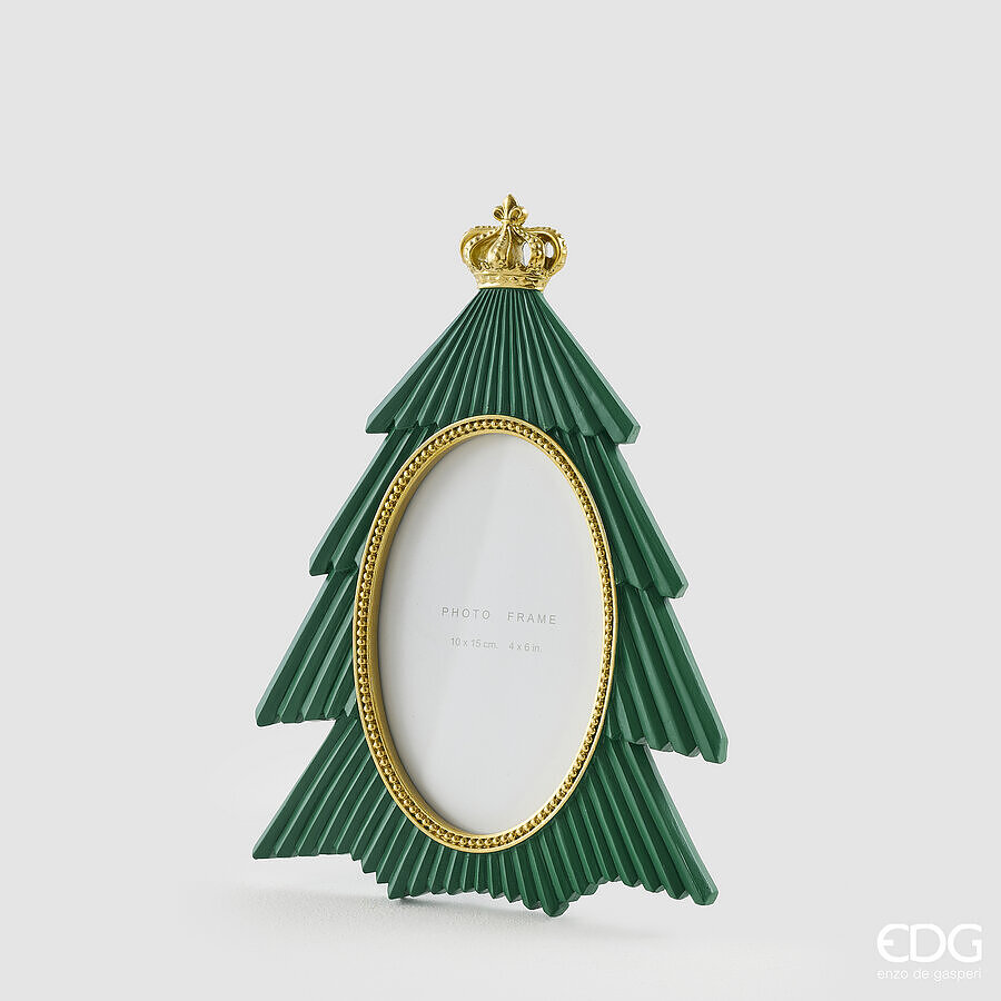 EDG Enzo De Gasperi Porte-photo avec Couronne de Sapin Green 18,5x2xH25 cm – Décoration de Noël