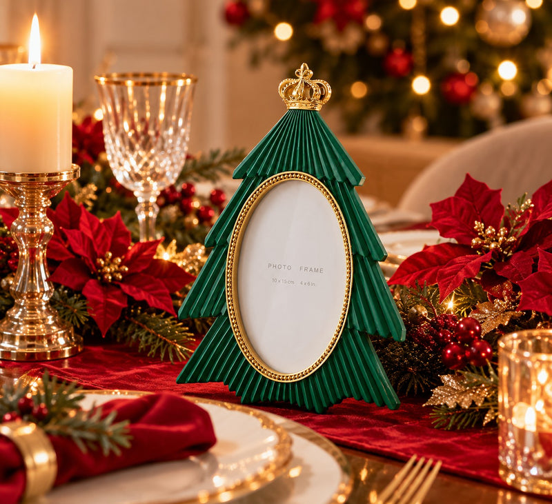EDG Enzo De Gasperi Porte-photo avec Couronne de Sapin Green 18,5x2xH25 cm – Décoration de Noël
