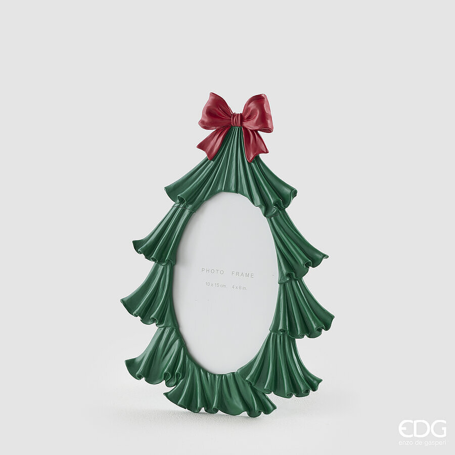 EDG Enzo De Gasperi Porte-Photo Sapin avec Nœud Green 18,5x1,5xH25 cm – Décoration de Noël