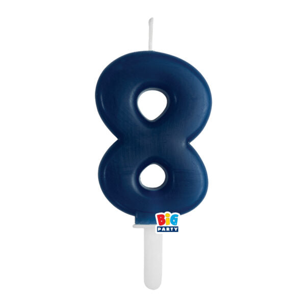 big party big party candelina tiny plump numero 8 cera 7 cm blu navy ean 8020834764888
