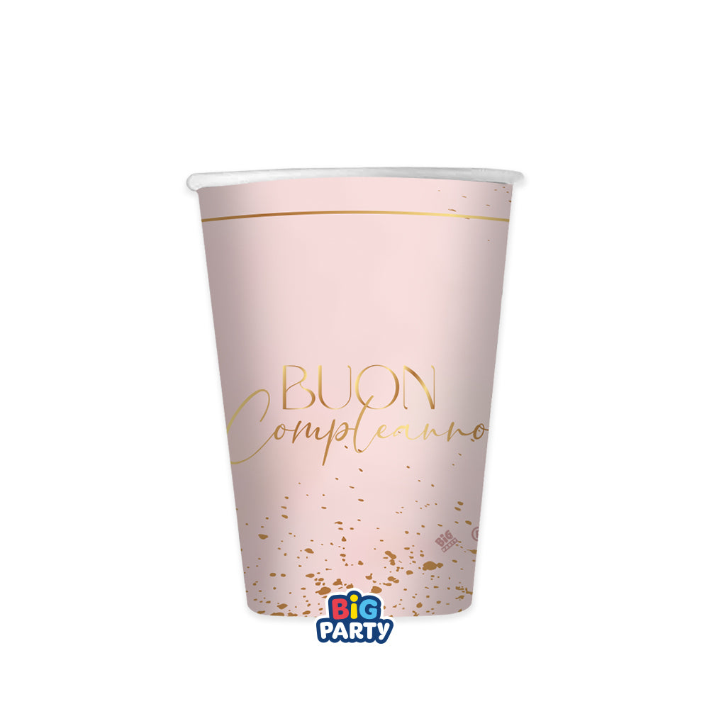 big party big party bicchieri carta buon compleanno blush rose 250 cc cf 6 pz rosa ean 8020834766080